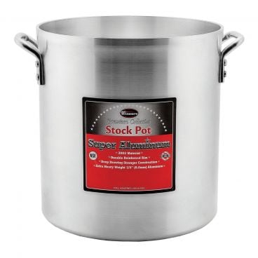 Winco AXHH-20 20 Quart Aluminum Stock Pot with Reinforced Rim and Riveted Handles
