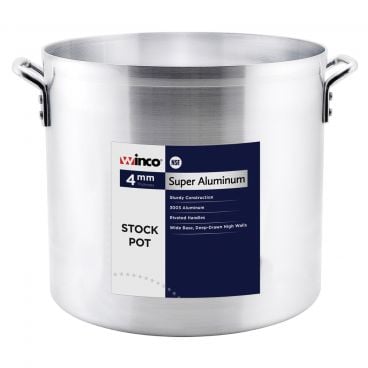 Winco AXS-100 100 Quart Aluminum Stock Pot with Reinforced Rim and Riveted Handles