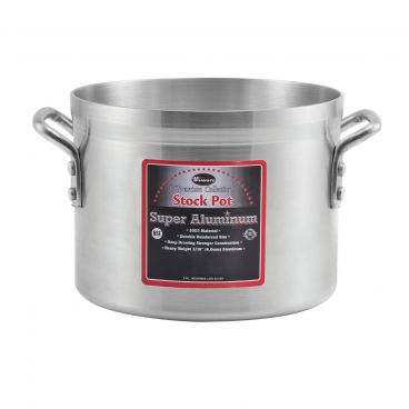 Winco 21.7" x 19.5" Aluminum Stock Pot with Cover 
