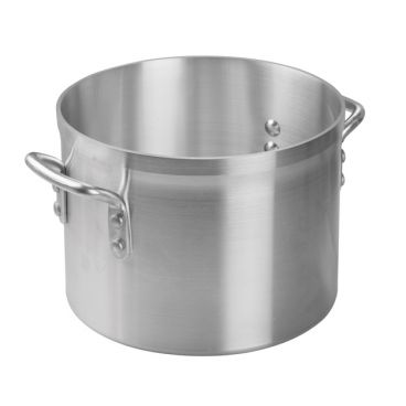 Winco AXS-8 8-1/2 Quart Aluminum Stock Pot with Reinforced Rim and Riveted Handles