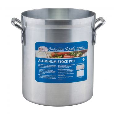 Winco AXSI-10 10 Quart Induction Ready Aluminum Stock Pot with Stainless Steel Bottom