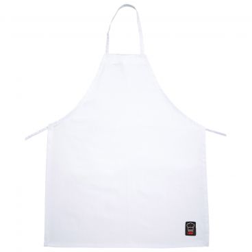 Winco BA-3226WH White 33" L x 26" W Signature Chef Poly-Cotton Full-Length Bib Apron Without Pockets