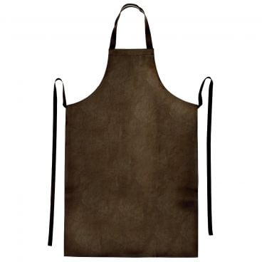 Winco BAW-2740BN Brown 40" L x 27 1/2" W Signature Chef Heavyweight Vinyl With Faux Leather Full-Length Dishwashing Apron