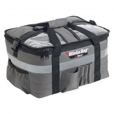 Winco BGCB-1709 Medium 17" x 13" x 9" Gray Insulated Polyester Premium Catering WinGo Bag with 12 Beverage Dividers