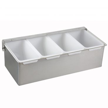 Winco CDP-4 4 Compartment Stainless Steel Bar Condiment Dispenser