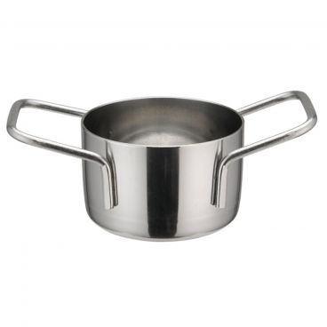 Winco DCWE-101S Stainless Steel 2 3/4" x 1 3/4" Mini Casserole Serving Dish with 2 Handles