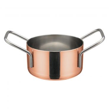 Winco DCWE-202C Copper Plated Steel 3 1/8" x 1 3/4" Mini Casserole Serving Dish with 2 Handles