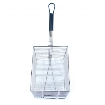 Winco FB-35 Nickel Plated 13-1/4" x 9-1/2" Rectangular Fry Basket with Gray Handle