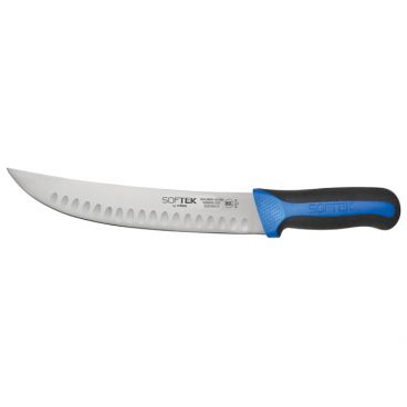Winco KSTK-103 Sof-Tek 10" Hollow Ground Cimeter Knife with Blue / Black Handle