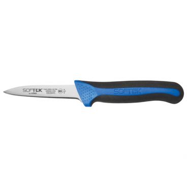 Winco KSTK-30 Sof-Tek 3-1/4" Paring Knife with Blue / Black Soft Grip Handle
