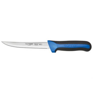 Winco KSTK-50 Sof-Tek 5-1/2" Steel Utility Knife with Black / Blue Handle