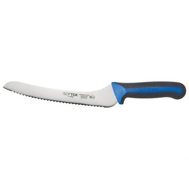 Winco KSTK-92 Sof-Tek 9" Offset Bread / Utility Knife with Blue TPR Handle