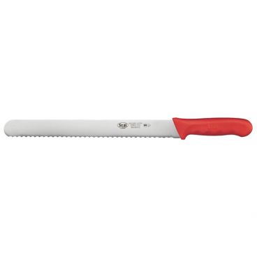Winco KWP-121R Stäl 12" Straight Bread Knife with Red Handle