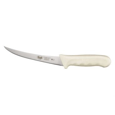 Winco KWP-60 Stäl 6" Curved Boning Knife with White Handle
