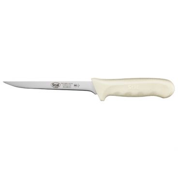 Winco KWP-61 Stäl 6" Straight Boning Knife with White Handle