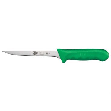 Winco KWP-61G Stäl 6" Straight Boning Knife with Green Handle