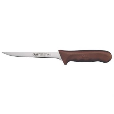 Winco KWP-61N Stäl 6" Straight Boning Knife with Brown Handle