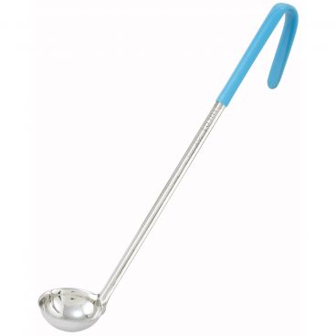 Winco LDC-05 Aqua / Teal 1/2 oz LDC Series One-Piece Stainless Steel Serving Ladle With 12" Color-Coded Handle