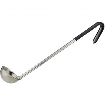 Winco LDCN-1 Black 1 oz Prime Series One-Piece Stainless Steel Serving Ladle With 12 3/4" Long Color-Coded Handle