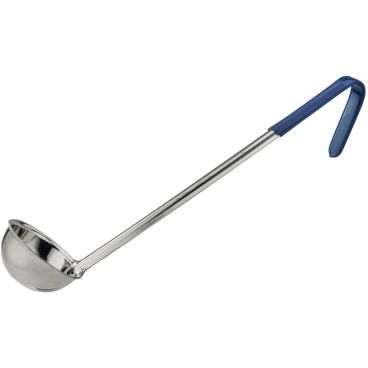 Winco LDCN-2 Blue 2 oz Prime Series One-Piece Stainless Steel Serving Ladle With 13 3/8" Long Color-Coded Handle