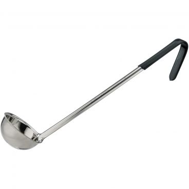 Winco LDCN-2K Black Handle 2 oz Prime Series One-Piece Stainless Steel Serving Ladle With 13 3/8" Long Handle