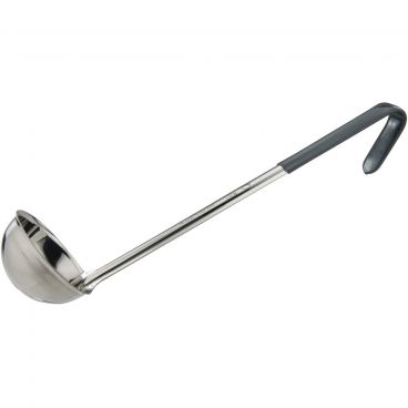 Winco LDCN-4 Gray 4 oz Prime Series One-Piece Stainless Steel Serving Ladle With 14 3/8" Long Color-Coded Handle