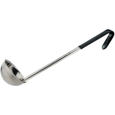 Winco LDCN-4K Black Handle 4 oz Prime Series One-Piece Stainless Steel Serving Ladle With 14 3/8" Long Handle