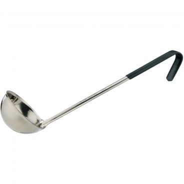 Winco LDCN-6K Black Handle 6 oz Prime Series One-Piece Stainless Steel Serving Ladle With 14 3/8" Long Handle