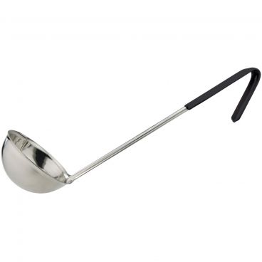 Winco LDCN-8K Black Handle 8 oz Prime Series One-Piece Stainless Steel Serving Ladle With 15 5/8" Long Handle