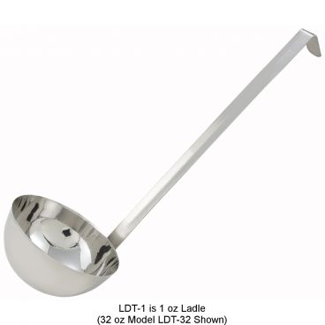 Winco LDT-1 Two-Piece 1 oz Stainless Steel Serving Ladle With 12" Handle