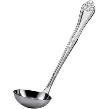 Winco LE-2 Elegance Collection 9" Long 2 oz Heavyweight Mirror-Finish Stainless Steel Gravy And Soup Serving Ladle