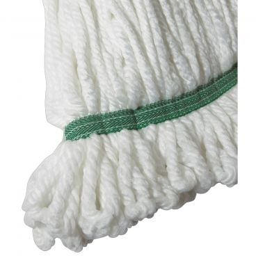 Winco MOPM-M Medium Wet Mop Head, White with Green Bands
