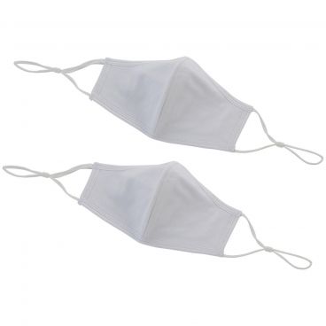 Winco MSK-2WML White 7 1/4" x 5 1/2" Medium/Large 2-Ply Cotton Reusable Face Mask with Adjustable Ear Straps