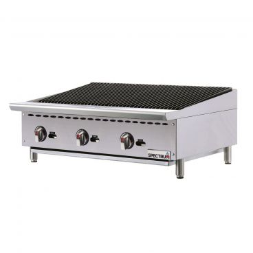 Winco NGCB-36R Stainless Steel 36" Spectrum Countertop Gas Charbroiler - 105,000 BTU