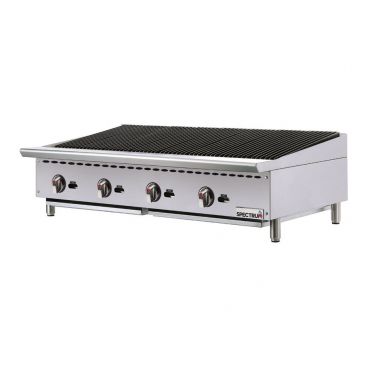 Winco NGCB-48R Stainless Steel 48" Spectrum Countertop Gas Charbroiler - 140,000 BTU