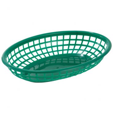 Winco PFB-10G 9 1/2" Green Premium Oval Fast Food Basket