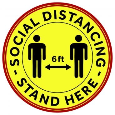 Winco PFD-12Y Round 12" Anti-Slip Social Distancing Floor Decal