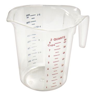 Winco PMCP-200 2 Qt. Raised Markings Clear Polycarbonate Measuring Cup