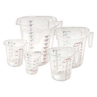 Winco PMCP-5SET 5 Piece Raised Markings Clear Polycarbonate Measuring Cup Set