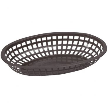 Winco POB-K 10 1/4" Black Premium Oval Fast Food Basket