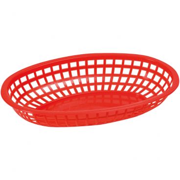 Winco POB-R 10 1/4" Red Premium Oval Fast Food Basket
