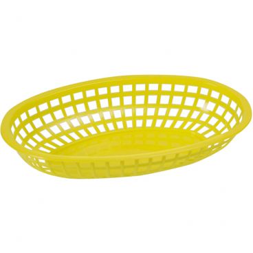 Winco POB-Y 10 1/4" Yellow Premium Oval Fast Food Basket