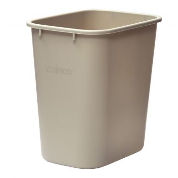 Winco PWR-28BE 28 Quart Beige Plastic Rectangular Trash Can