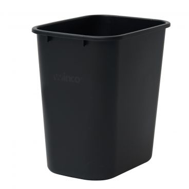 Winco PWR-28K 28 Quart Black Plastic Rectangular Trash Can