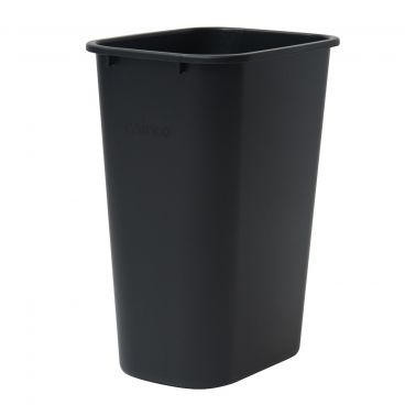 Winco PWR-41K 41 Quart Black Plastic Rectangular Trash Can