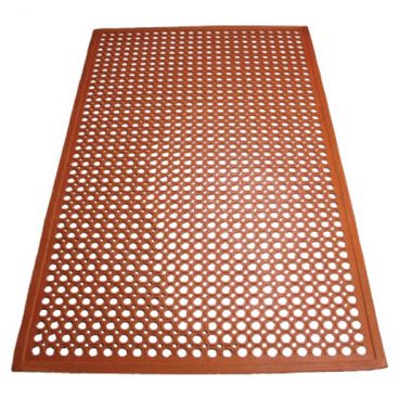 Winco RBM-35R-R Red 3' x 5' x 1/2" Rolled Rubber Floor Mat with Beveled Edges