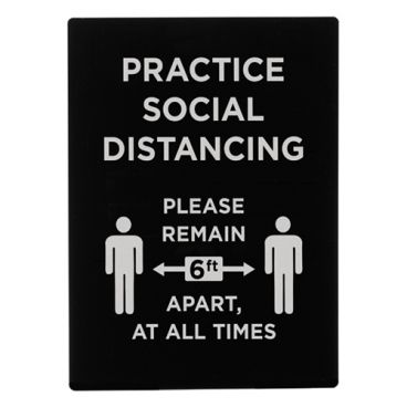 Winco SGN-806 Black Pre-Printed "Practice Social Distancing" Stanchion Frame SIgn