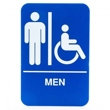 Winco SGNB-652B 6" x 9" Men Handicap Wall Sign with Braille