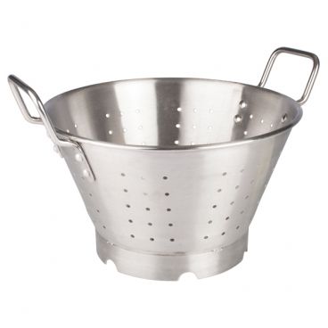 Winco SLO-11 11 Qt. Heavy Duty Stainless Steel Colander with Flat Bottom
