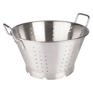 Winco SLO-16 16 Qt. Heavy Duty Stainless Steel Colander with Flat Bottom